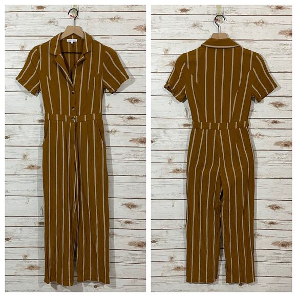 Emory Park Tailored Pinstripe Jumpsuit - Mustard - XS - Picture 16 of 16